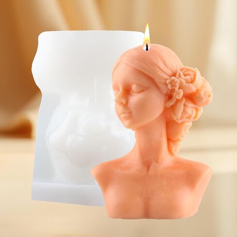 Girl Candles Molds Body Candle Mold Eyes Closed Girls Silicone Candles Molds Girl Resin Casting Mold for Candle Making Mold Aromatherapy Gypsum Wax Clay Craft in Saudi Arabia