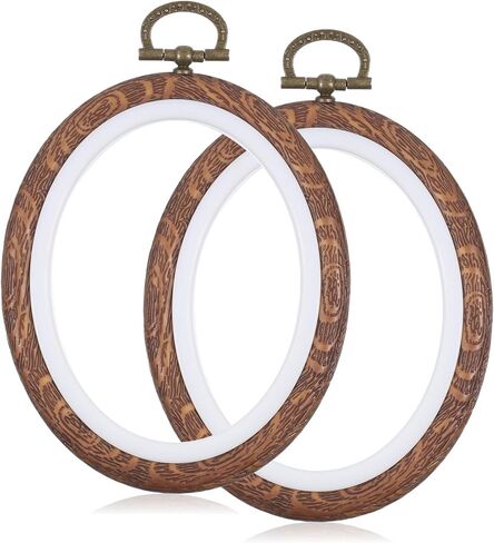 2PCS Oval Fancy Embroidery Hoop, 3"x3.75" Decorative Cross Stitch Hoops, Imitated Wood Resin Embroidery Frame Hoop for DIY Decoration and Art Craft Sewing in Saudi Arabia