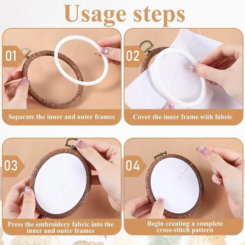 2PCS Oval Fancy Embroidery Hoop, 3"x3.75" Decorative Cross Stitch Hoops, Imitated Wood Resin Embroidery Frame Hoop for DIY Decoration and Art Craft Sewing in Saudi Arabia