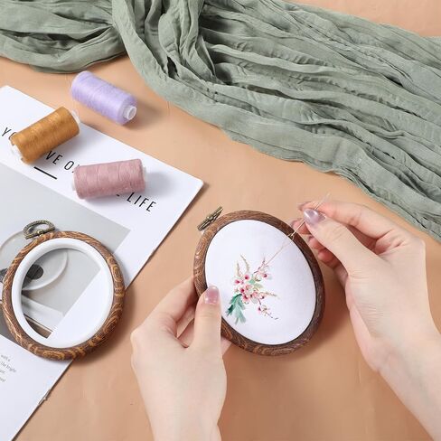 2PCS Oval Fancy Embroidery Hoop, 3"x3.75" Decorative Cross Stitch Hoops, Imitated Wood Resin Embroidery Frame Hoop for DIY Decoration and Art Craft Sewing in Saudi Arabia