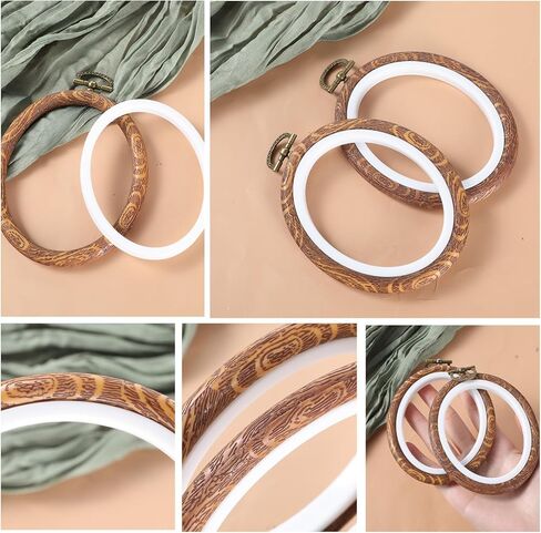 2PCS Oval Fancy Embroidery Hoop, 3"x3.75" Decorative Cross Stitch Hoops, Imitated Wood Resin Embroidery Frame Hoop for DIY Decoration and Art Craft Sewing in Saudi Arabia