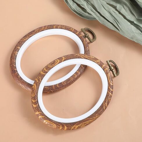 2PCS Oval Fancy Embroidery Hoop, 3"x3.75" Decorative Cross Stitch Hoops, Imitated Wood Resin Embroidery Frame Hoop for DIY Decoration and Art Craft Sewing in Saudi Arabia