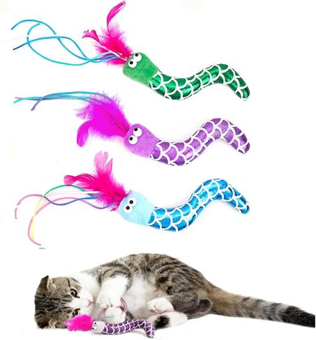 ألعاب القطط النعناع البري على شكل سمكة، 3 قطع من أصوات النعناع البري المجعدة، ناعمة ومتينة، أداة تفاعلية للقطط الصغيرة لتمرين القطط الصغيرة في الأماكن المغلقة in Kuwait