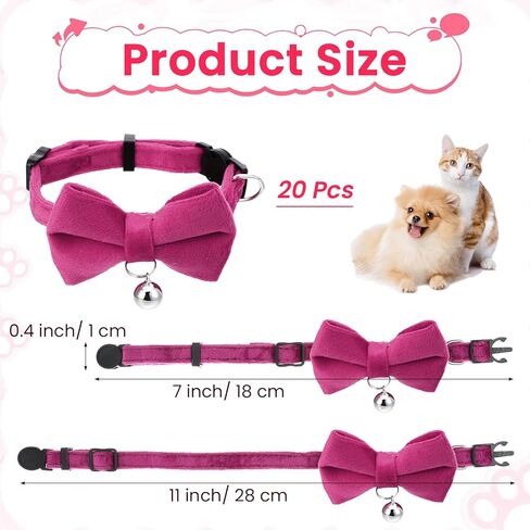 20 Pcs Cat Bowtie Collars with Bell, Solid Colors Kitten Bow Breakaway Cat Bowtie for Boys Girls, Adjustable Pet Collar with Safety Buckle Kitten Puppy Pet Accessories in Saudi Arabia
