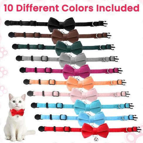 20 Pcs Cat Bowtie Collars with Bell, Solid Colors Kitten Bow Breakaway Cat Bowtie for Boys Girls, Adjustable Pet Collar with Safety Buckle Kitten Puppy Pet Accessories in Saudi Arabia