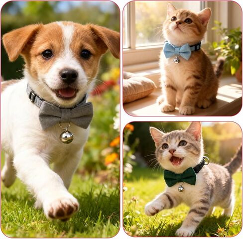 20 Pcs Cat Bowtie Collars with Bell, Solid Colors Kitten Bow Breakaway Cat Bowtie for Boys Girls, Adjustable Pet Collar with Safety Buckle Kitten Puppy Pet Accessories in Saudi Arabia
