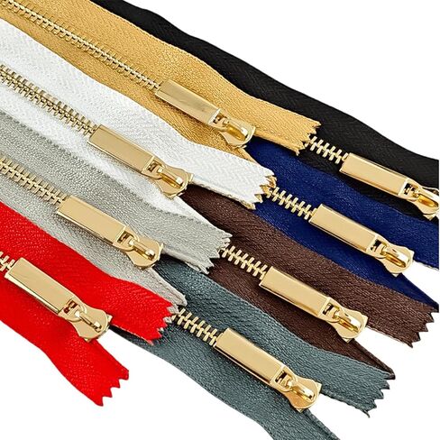 Wonesifee Metal Zippers 8pcs #5 Gold Close-end Non-Separating Short Zippers Golden Y-Teeth Assorted Colorful for Purses Bags Pockets Handbags DIY Sewing Mixed 8Colors (8Colors, 6inches) in Saudi Arabia