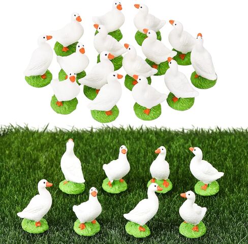 20 Pcs Mini Resin Desk Goose Miniature Animal Figurines Cute Goose Fairy Garden Miniature Moss Landscape for DIY Cake Ornaments Crafts Moss Landscape Decoration in Saudi Arabia
