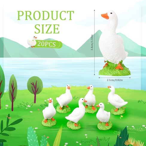 20 Pcs Mini Resin Desk Goose Miniature Animal Figurines Cute Goose Fairy Garden Miniature Moss Landscape for DIY Cake Ornaments Crafts Moss Landscape Decoration in Saudi Arabia