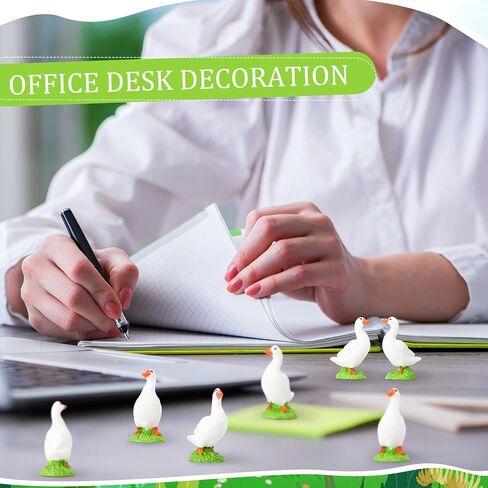 20 Pcs Mini Resin Desk Goose Miniature Animal Figurines Cute Goose Fairy Garden Miniature Moss Landscape for DIY Cake Ornaments Crafts Moss Landscape Decoration in Saudi Arabia