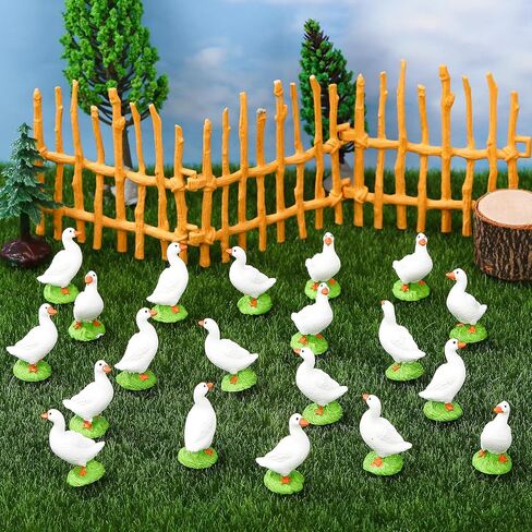 20 Pcs Mini Resin Desk Goose Miniature Animal Figurines Cute Goose Fairy Garden Miniature Moss Landscape for DIY Cake Ornaments Crafts Moss Landscape Decoration in Saudi Arabia