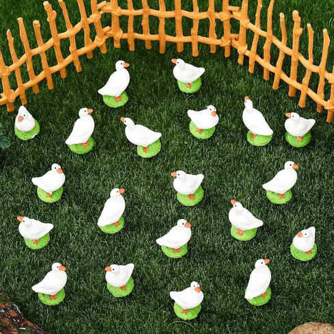 20 Pcs Mini Resin Desk Goose Miniature Animal Figurines Cute Goose Fairy Garden Miniature Moss Landscape for DIY Cake Ornaments Crafts Moss Landscape Decoration in Saudi Arabia