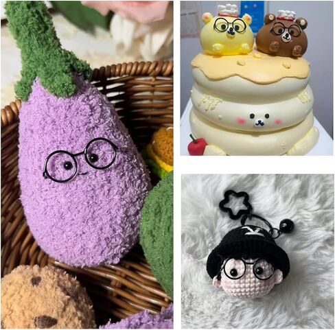 20 Pcs Mini Doll Glasses Metal Wire Rim Eyewear Frameless Lens, for Fabric Doll Costume Accessories, DIY Crafts Making Supplies, Gold/Silvery/Black/Rose Gold in Kuwait