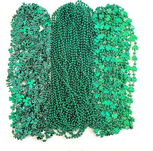 72 Pcs St. Patrick's Day Bead Necklaces Bulk Green St. Patrick's Shot Glass Bead Necklaces St. Patrick's Clover Beads Decoration in Saudi Arabia