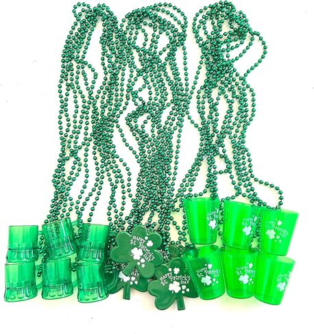 72 Pcs St. Patrick's Day Bead Necklaces Bulk Green St. Patrick's Shot Glass Bead Necklaces St. Patrick's Clover Beads Decoration in Saudi Arabia