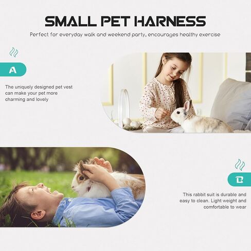 Bunny Harness Leash Set Breathable Soft Mesh Vest Small Size S 15-20cm Chest Adjustable Rabbit Walking Leash Outdoor Pet Supplies for Rabbits in Saudi Arabia