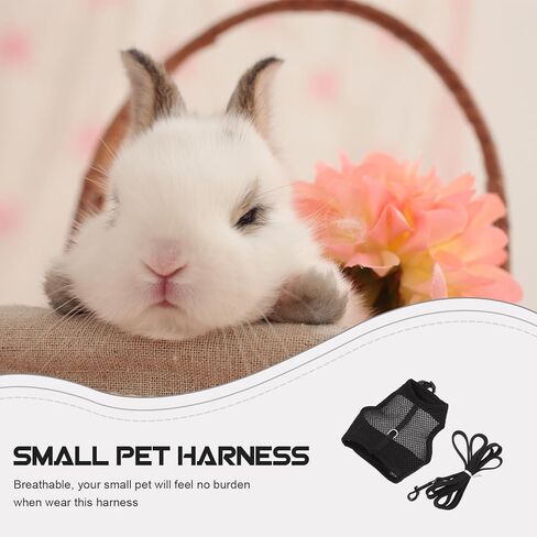 Bunny Harness Leash Set Breathable Soft Mesh Vest Small Size S 15-20cm Chest Adjustable Rabbit Walking Leash Outdoor Pet Supplies for Rabbits in Saudi Arabia