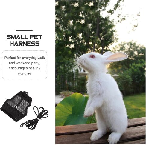 Bunny Harness Leash Set Breathable Soft Mesh Vest Small Size S 15-20cm Chest Adjustable Rabbit Walking Leash Outdoor Pet Supplies for Rabbits in Saudi Arabia