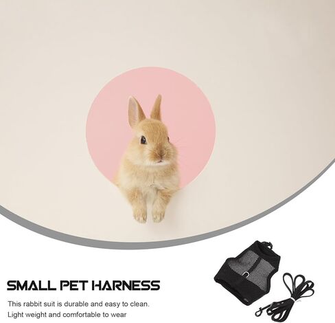 Bunny Harness Leash Set Breathable Soft Mesh Vest Small Size S 15-20cm Chest Adjustable Rabbit Walking Leash Outdoor Pet Supplies for Rabbits in Saudi Arabia