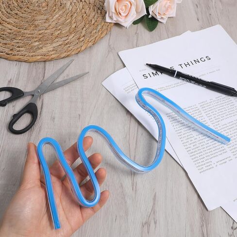 24" Flexible Sewing Ruler Graphic Design Ruler Drawing Curves Bendable Scale Rulers Double Side Bendy Rulers for Drawing Design Engineering Garment Woodworking, Blue, 24 Inch in Saudi Arabia