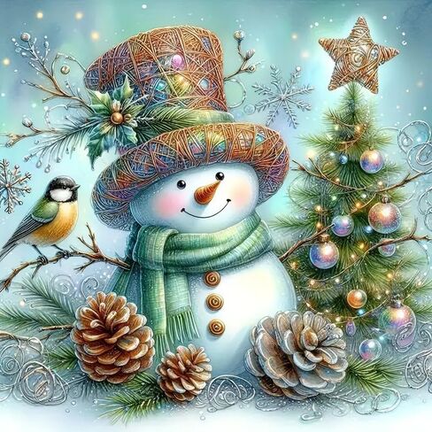 jfyhab عيد الميلاد مجموعات الفن الماسي للبالغين، DIY عيد الميلاد ثلج والطيور اللوحة الماسية للبالغين المبتدئين، كامل جولة الحفر مجموعات الحرفية الكريستال لديكور الحائط المنزلي الحاضر 12x12 بوصة in Saudi Arabia