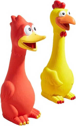 Rubber Chicken Squeaky Dog Toys for Medium or Large Pet Breeds, Play Fetch, Reduce Separation Anxiety in Kuwait