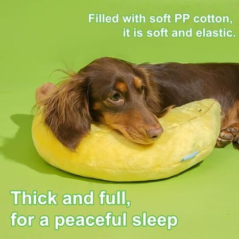 Pet Pillow for Small Medium Dogs Cats, Soft Neck Calming Washable Sleep Pillow for Better Sleep, Reduces Anxiety (Yellow Banana) in Saudi Arabia