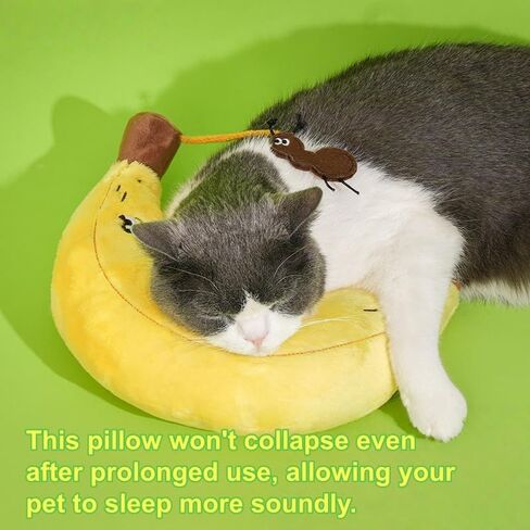 Pet Pillow for Small Medium Dogs Cats, Soft Neck Calming Washable Sleep Pillow for Better Sleep, Reduces Anxiety (Yellow Banana) in Saudi Arabia