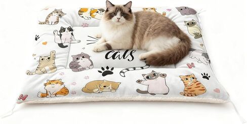 بساط سرير للحيوانات الأليفة من I Love Cats - وسادة قفص ناعمة قابلة للغسل للقطط والقطط - سرير كلب بتصميم قطة رائع - وسادة حيوانات أليفة مضادة للانزلاق للاستخدام الداخلي (L) in Kuwait