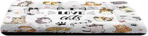 بساط سرير للحيوانات الأليفة من I Love Cats - وسادة قفص ناعمة قابلة للغسل للقطط والقطط - سرير كلب بتصميم قطة رائع - وسادة حيوانات أليفة مضادة للانزلاق للاستخدام الداخلي (L) in Kuwait
