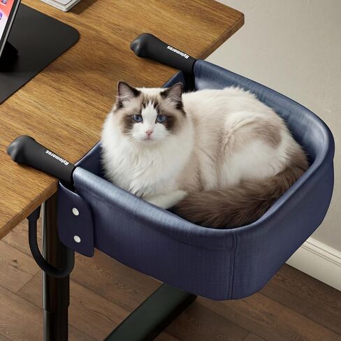 Cat Desk Bed for Large Cats 50 lbs Heavy Duty Dog High Chair with Paw Design Cat Bed for Desk with Washable Dual-Sided Sherpa Mat Waterproof Easy Assembly for Gaming Desk Kitchen Island White in Saudi Arabia