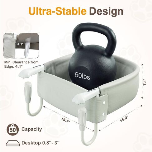 Cat Desk Bed for Large Cats 50 lbs Heavy Duty Dog High Chair with Paw Design Cat Bed for Desk with Washable Dual-Sided Sherpa Mat Waterproof Easy Assembly for Gaming Desk Kitchen Island White in Saudi Arabia