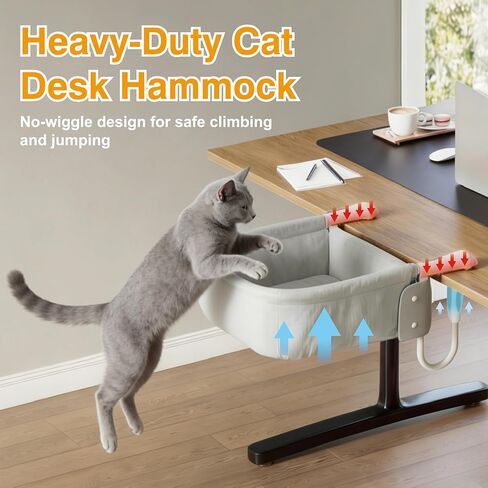 Cat Desk Bed for Large Cats 50 lbs Heavy Duty Dog High Chair with Paw Design Cat Bed for Desk with Washable Dual-Sided Sherpa Mat Waterproof Easy Assembly for Gaming Desk Kitchen Island White in Saudi Arabia