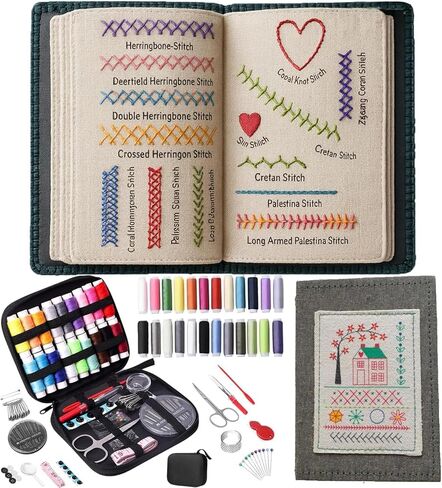 Cekomady 2026 Upgraded Embroidery Stitch Book Kit, 106 Patterns with Tools & Tutorials, 86 PCS Beginner Embroidery Kit, Portable All-in-One Hand Embroidery Book for Adults & DIY Craft Lovers (1Set) in Saudi Arabia