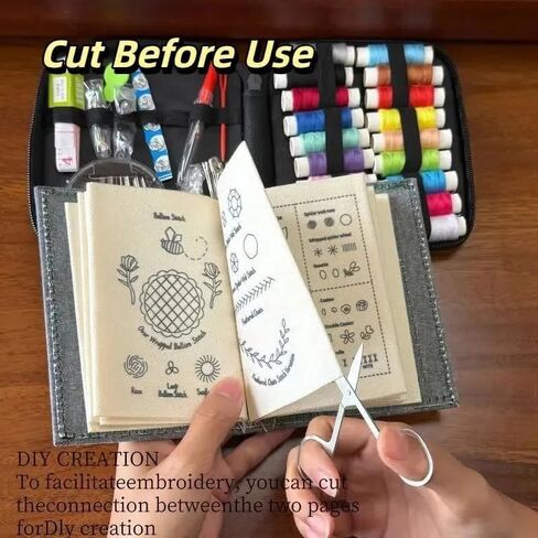 Cekomady 2026 Upgraded Embroidery Stitch Book Kit, 106 Patterns with Tools & Tutorials, 86 PCS Beginner Embroidery Kit, Portable All-in-One Hand Embroidery Book for Adults & DIY Craft Lovers (1Set) in Saudi Arabia