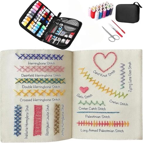 Cekomady 2026 Upgraded Embroidery Stitch Book Kit, 106 Patterns with Tools & Tutorials, 86 PCS Beginner Embroidery Kit, Portable All-in-One Hand Embroidery Book for Adults & DIY Craft Lovers (1Set) in Saudi Arabia