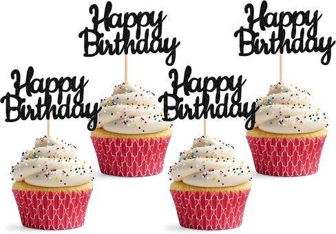 غلاف كب كيك عيد ميلاد سعيد - 24 عبوة من زينة كعكة عيد الميلاد باللون الوردي اللامع، احتفالًا بالذكرى السنوية للكب كيك (وردي) in Saudi Arabia