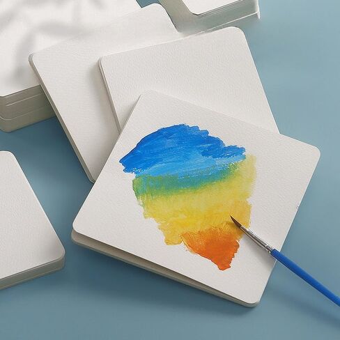 50pcs Watercolor Paper Postcard Art Painting Rectangular Circular Special Paper Medium Thick Doublesided Pattern Blank Cardboard (Square) in Saudi Arabia