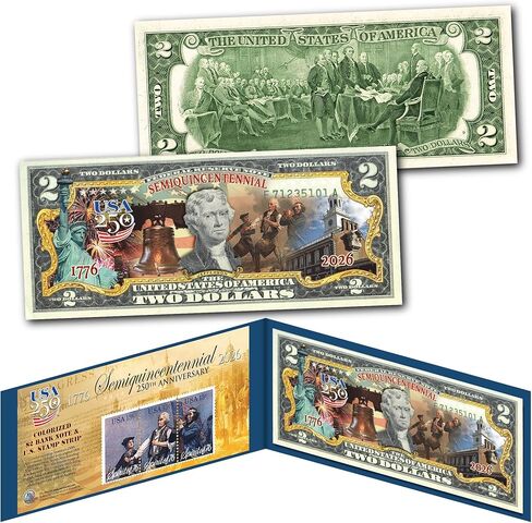 America 250th Anniversary Spirit of '76 Genuine Postage 1976 Stamp Panel + July 4th USA 250 $2 Bill Collectible Combo in Saudi Arabia