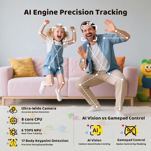 وحدة تحكم ألعاب KINHANK MotionX النشطة مع 41 لعبة حركة للأطفال والعائلة، وحدة تحكم ألعاب الحركة بالذكاء الاصطناعي للتوصيل والتشغيل، تحديثات ديناميكية، بدون اشتراك، معتمدة من CPC، رائعة لليالي الألعاب، والحفلات، والتمارين الداخلية in Saudi Arabia