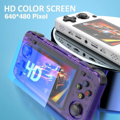 New R36H Retro Handheld Game Console, 3.5" IPS Screen Portable Video Game Console ,Built in 64G Card & 15000 Games,Open Source Linux System (Purple,64g) in Saudi Arabia