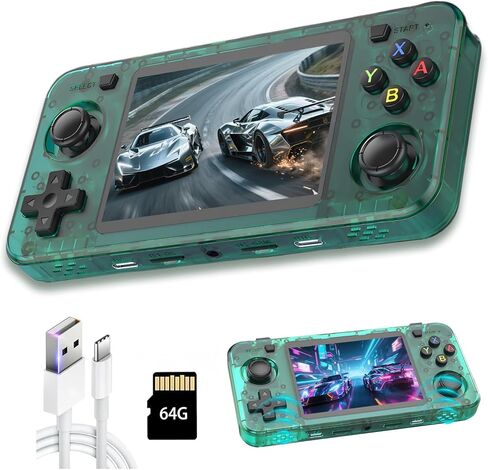 New R36H Retro Handheld Game Console, 3.5" IPS Screen Portable Video Game Console ,Built in 64G Card & 15000 Games,Open Source Linux System (Purple,64g) in Saudi Arabia