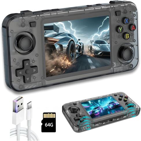New R36H Retro Handheld Game Console, 3.5" IPS Screen Portable Video Game Console ,Built in 64G Card & 15000 Games,Open Source Linux System (Purple,64g) in Saudi Arabia