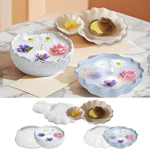 3 Pcs Bowl Resin Container Molds, Vessel Shell Silicone Candle Molds, Candle Bowl Storage Tray Mold for Epoxy Resin Craft DIY Jewelry Trinket Candy Tray, Perfect for Home Table Decoration in Saudi Arabia