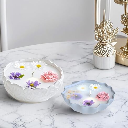 3 Pcs Bowl Resin Container Molds, Vessel Shell Silicone Candle Molds, Candle Bowl Storage Tray Mold for Epoxy Resin Craft DIY Jewelry Trinket Candy Tray, Perfect for Home Table Decoration in Saudi Arabia