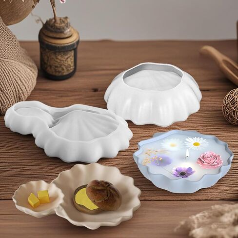 3 Pcs Bowl Resin Container Molds, Vessel Shell Silicone Candle Molds, Candle Bowl Storage Tray Mold for Epoxy Resin Craft DIY Jewelry Trinket Candy Tray, Perfect for Home Table Decoration in Saudi Arabia