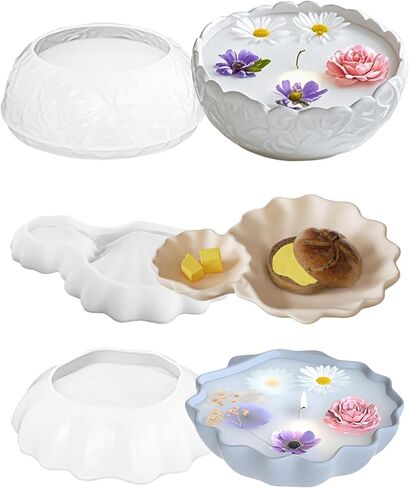 3 Pcs Bowl Resin Container Molds, Vessel Shell Silicone Candle Molds, Candle Bowl Storage Tray Mold for Epoxy Resin Craft DIY Jewelry Trinket Candy Tray, Perfect for Home Table Decoration in Saudi Arabia