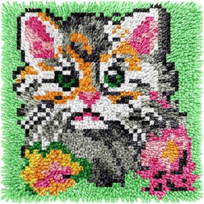 Manzapu Latch Hook Rug Kits for Adults Beginners, 30cm*30cm Small Home Decor Rugs Making Kit with Crochet Tool ＆ Precut Yarns and Coded Canvas Christmax Halloween Craft Gifts for Women Mom in Kuwait