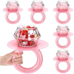 6 مجموعات من علب هدايا عيد الحب، مجموعة DIY عدة وردية عملاقة على شكل خاتم حلوى ماسي لتزيين صندوق حلوى مع وعاء شفاف وحلقة إسفنجية لامعة لعيد الحب الرومانسي جالنتين DIY هدية مقترحة لحفلات الزفاف in Kuwait