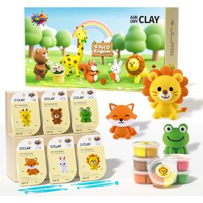 Air Dry Clay for Kids - 6 Dinosaur Themed Modeling Clay Kit, Model Magic Clay with Sculpting Tools and Tutorials, Ultra Light & Soft, Non-Toxic & Safe, DIY Arts and Crafts School Projects for Kids in Kuwait